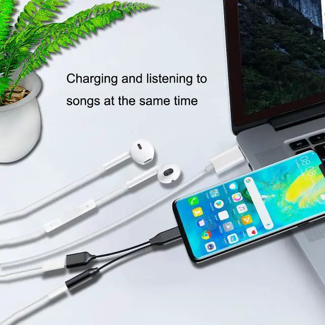 Alt view image 3 of 8 - Type C to 3.5mm Charge Audio Adapter 2 In 1 USB C Splitter Headphone AUX Audio Cable Charging and Listen to Songs