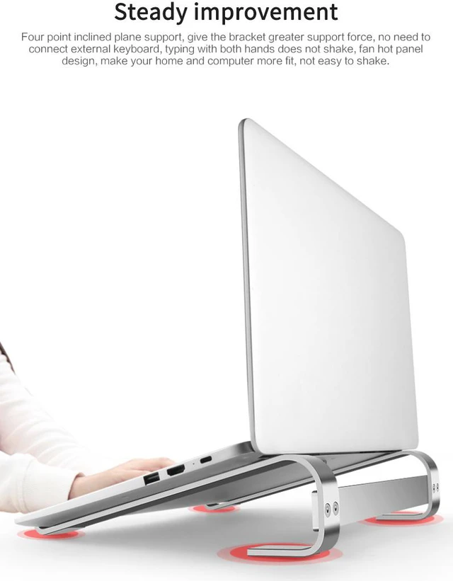 Alt view image 3 of 8 - Laptop Stand Aluminum Alloy Silicone Laptop Holder Notebook Riser MacBook Mount Suitable For 10—18Inch Laptop Accessories