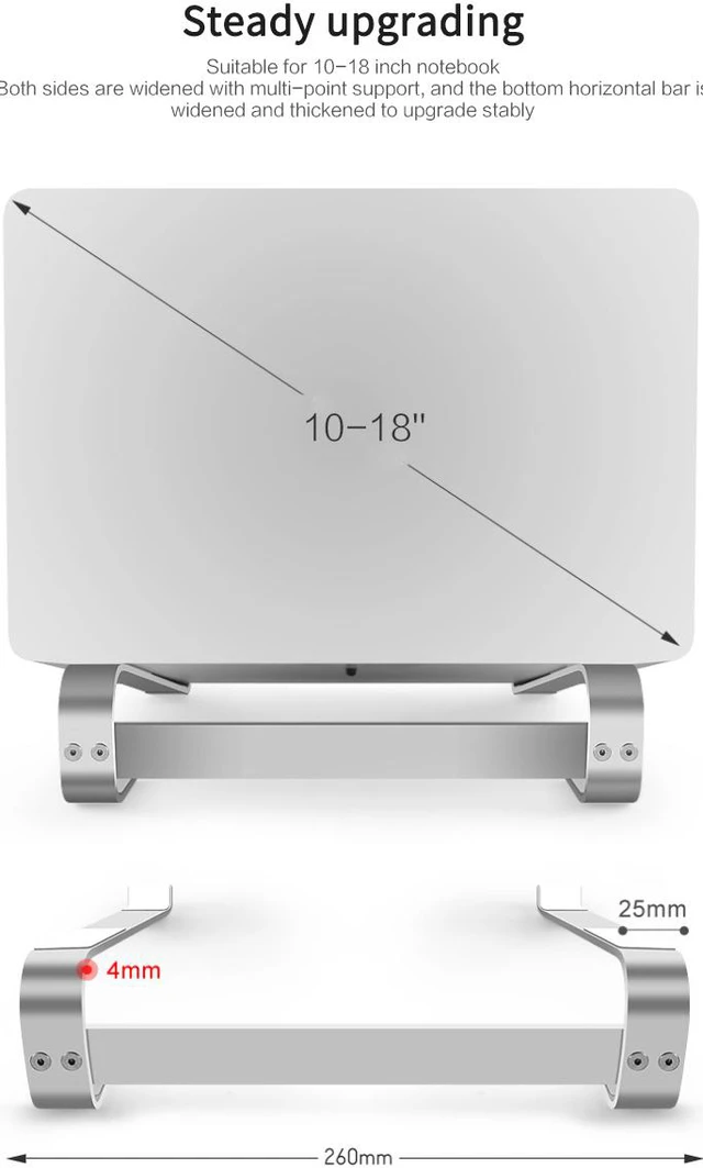 Alt view image 7 of 8 - Laptop Stand Aluminum Alloy Silicone Laptop Holder Notebook Riser MacBook Mount Suitable For 10—18Inch Laptop Accessories