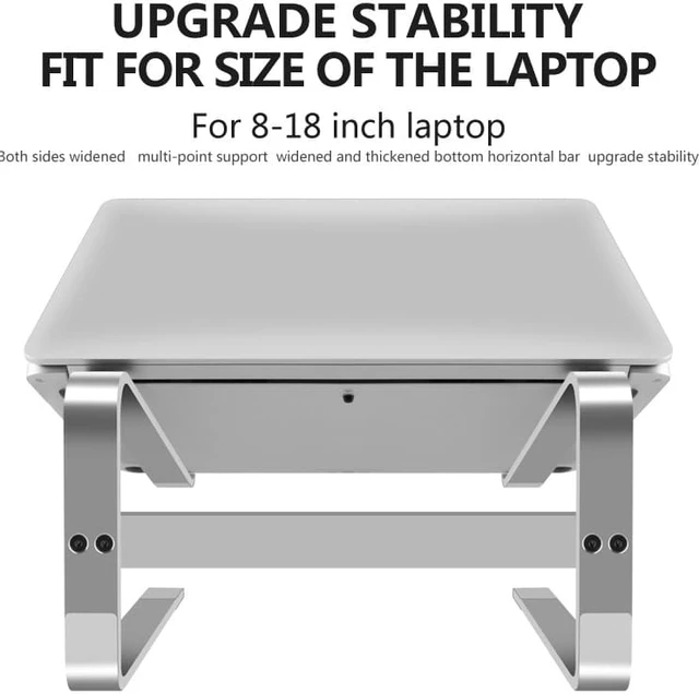 Alt view image 7 of 8 - Laptop Stand 10-18 inch Aluminum Alloy Bracket Notebook Stand Book Holder Support Laptop For Macbook Pro Dell Netbook Surface