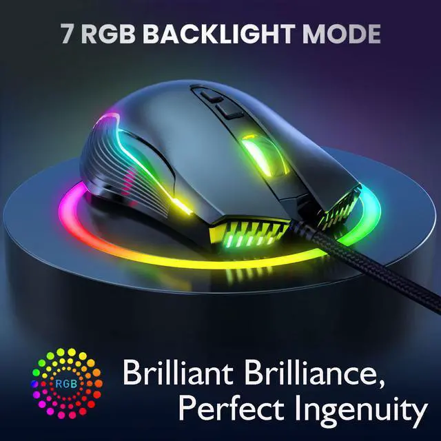 Alt view image 3 of 7 - Wired Gaming Mouse USB Interface RGB Mice 7 Buttons 6400 DPI Breathing Colorfull LED With Macro Programming For Laptop PC