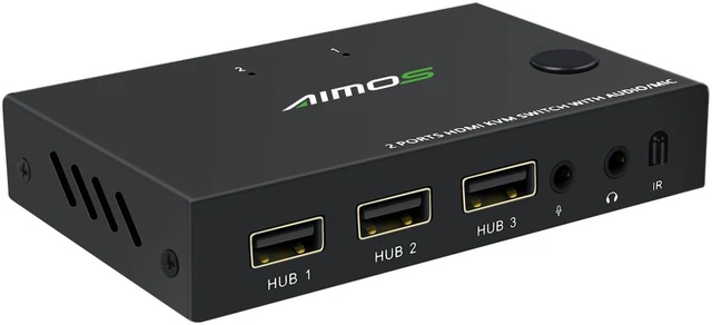 Alt view image 2 of 8 - 2 Ports TYPE-C HDMI KVM Switch 4Kx2K@30Hz 2 In 1 Out Keyboard Mouse and Printer Sharing Computer Display Switch Audio and Video Synchronization (Remote /Manual Control)