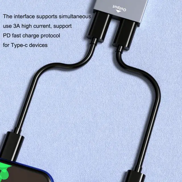Alt view image 5 of 7 - Type-C Female to 2 Type-C Female Mobile Phone Computer PD Fast Charge Adapter 1 to 2 Type-C PD Splitter