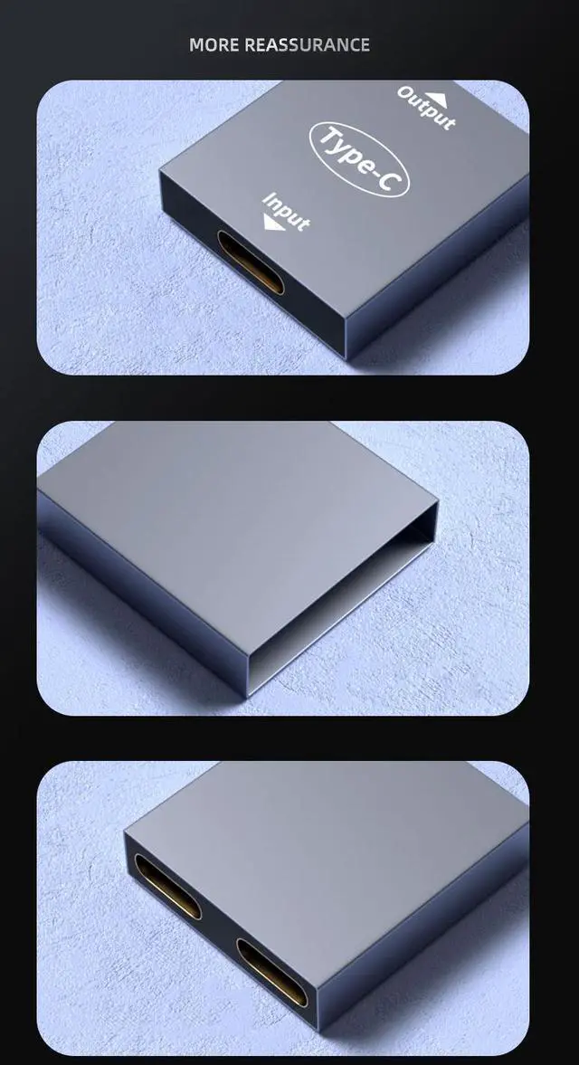 Alt view image 4 of 7 - Type-C Female to 2 Type-C Female Mobile Phone Computer PD Fast Charge Adapter 1 to 2 Type-C PD Splitter