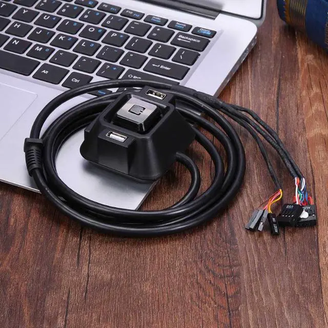 Alt view image 7 of 8 - USB 2.0 Multifunction Desktop PC Switch With Audio Sound Computer Switch External Power Switch Reset Button Plug and Play