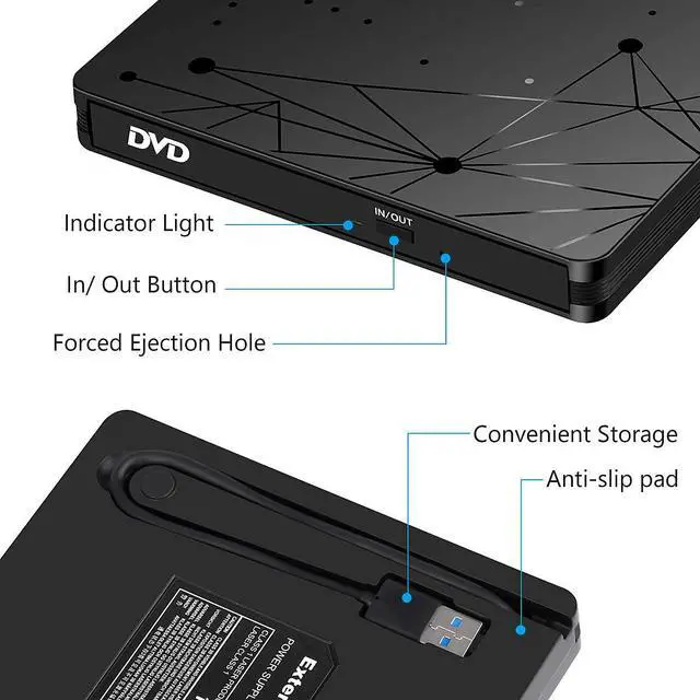 Alt view image 3 of 8 - USB 3.0 External DVD Burner Writer Recorder DVD RW Optical Drive CD/DVD ROM Player MACs OS Windows XP/7/8/10