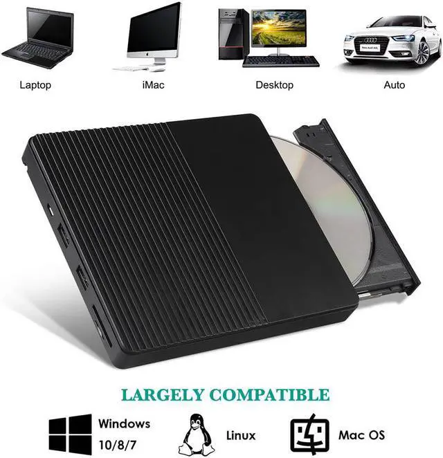 Alt view image 4 of 8 - USB 3.0 External Optical Drive Portable External Type-C CD Burner High Speed CD/DVD Player TF/SD Card Reader For Windows Linux