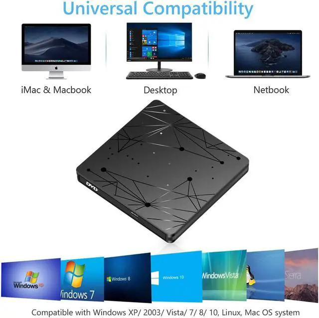 Alt view image 6 of 8 - USB 3.0 External DVD Burner Writer Recorder DVD RW Optical Drive CD/DVD ROM Player MACs OS Windows XP/7/8/10