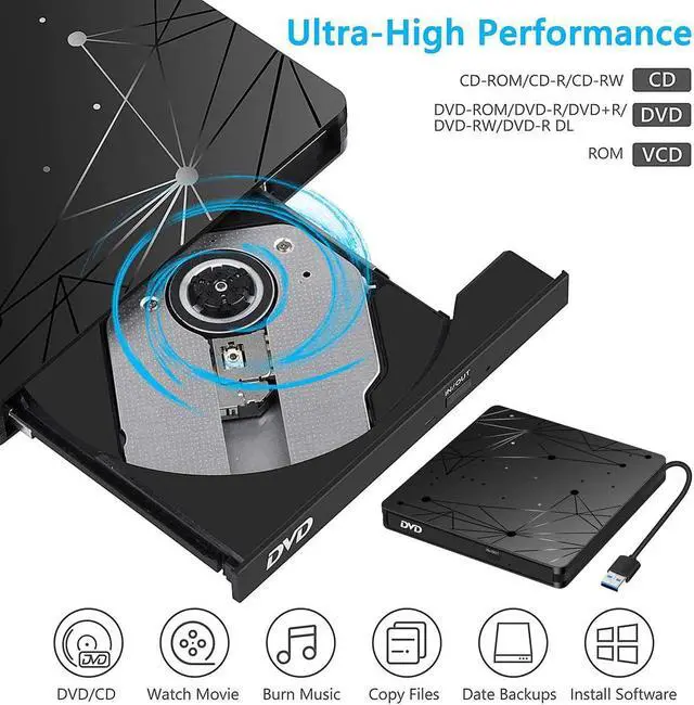 Alt view image 5 of 8 - USB 3.0 External DVD Burner Writer Recorder DVD RW Optical Drive CD/DVD ROM Player MACs OS Windows XP/7/8/10