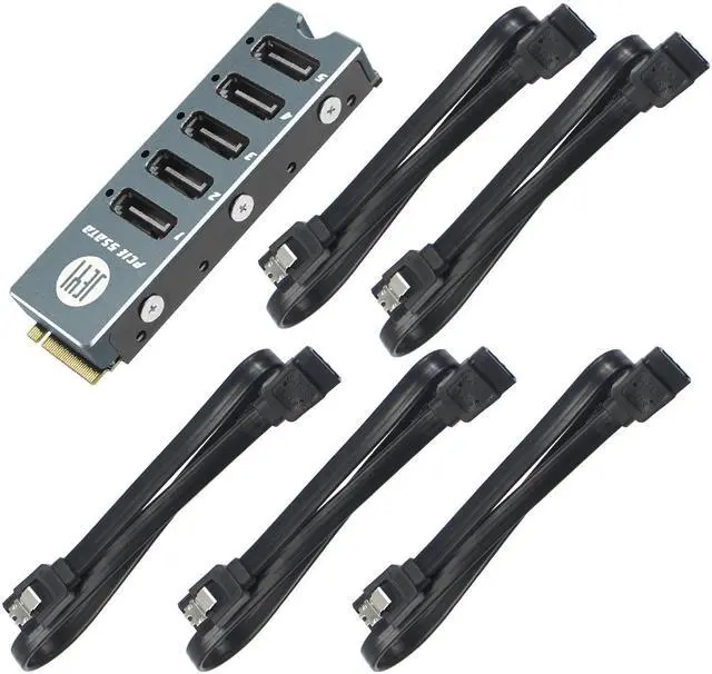 Alt view image 2 of 7 - SATA Disk Array Card JMS585-Slim 5 Ports SATA3 for M. 2 Nvme PCI-E to SATA 3.0 16G JMB585 Chip W/ Radiator Support ThunderBolt3