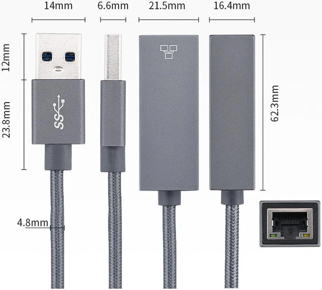 Alt view image 7 of 8 - 2.5G USB to RJ45 Interface Ethernet USB 3.0 LAN Adapter RTL8156 Wired USB 3.0 2500M External Network Converter for Windows 7/ 8/10 MacBook Ethernet