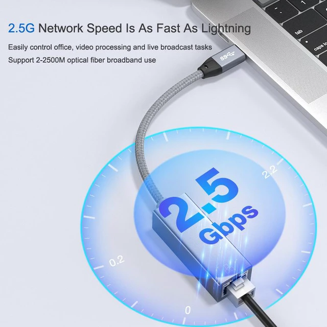 Alt view image 4 of 8 - 2.5G USB to RJ45 Interface Ethernet USB 3.0 LAN Adapter RTL8156 Wired USB 3.0 2500M External Network Converter for Windows 7/ 8/10 MacBook Ethernet