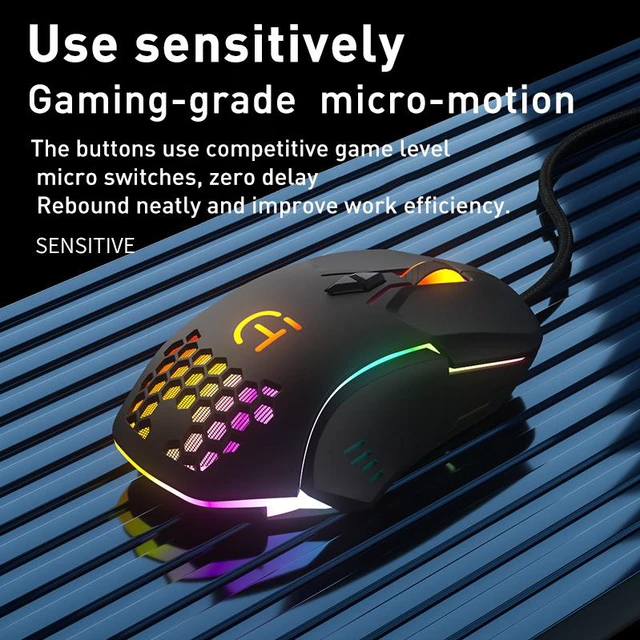 Alt view image 6 of 8 - Ergonomic USB Wired Optical Mouse RGB Colorful Lights Esport Mouse 7200DPI 7 Button For Laptop PC Computer Gaming Mice 1.5M
