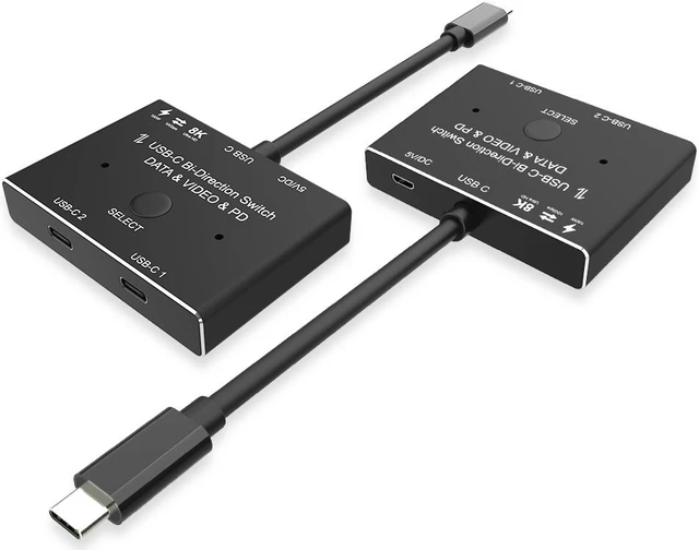 Main image of USB-C 8K Bi-Direction Switch USB3.1 USB Type-C PD 3.0 Splitter 1x2 / 2x1 DATA & VIDEO & PD100W Switcher Use for Computer Monitor Mobile Phone Multiple Source and Displays