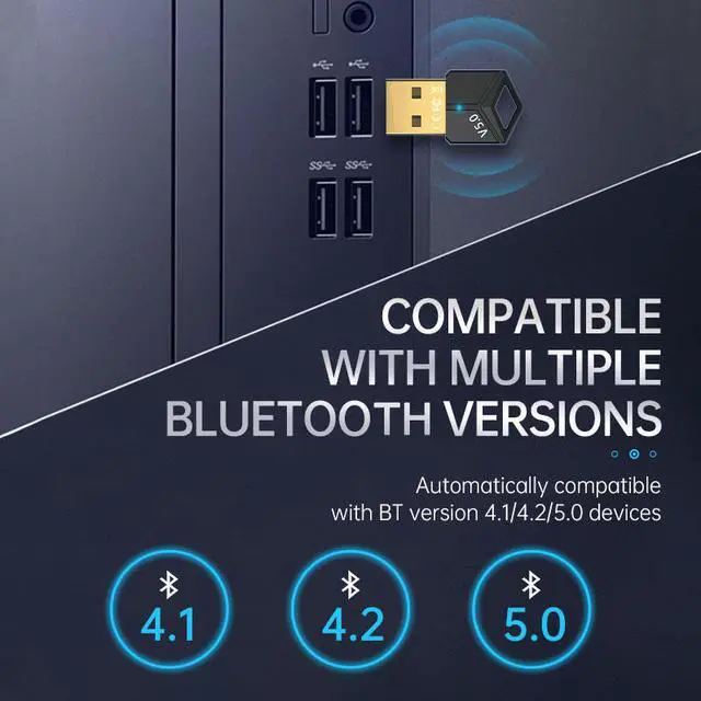 Alt view image 4 of 8 - USB Bluetooth 5.0 Adapter Receiver 4.1+ 4.2+ 5.0 Bluetooth Wireless Dongle Adapter for PC Laptop 5.0 BT Transmitte (BLACK)
