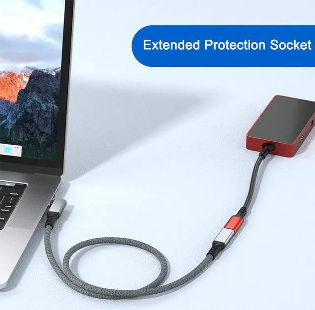 Alt view image 4 of 8 - 0.3m/0.98ft 0.6m/1.97ft USB C Extension Cable Male To Female PD 100W Fast Charging Data For Macbook Type C 3.1 Gen 2 Charger Wire 40Gbps Type C Extender Cable