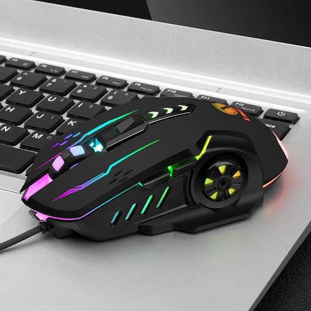 Alt view image 6 of 8 - Mechanical Optical Mouse Colorful 6 Keys LED Light 3600DPI Adjustable USB Game Mice