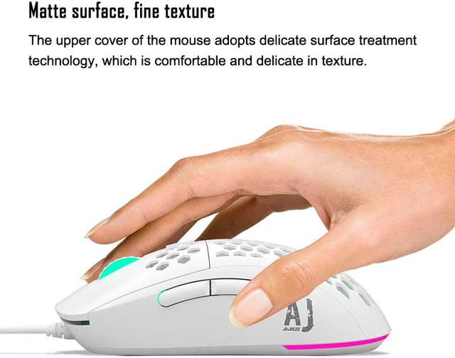Alt view image 2 of 8 - AJ380R 12400DPI Ergonomic Gaming Mouse 6keys USB Wired Mouse Optical Computer Mice with Side Buttons Adjustable (PAW-3327 Chip)