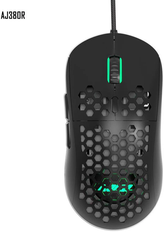 Main image of AJ380R 12400DPI Ergonomic Gaming Mouse 6keys USB Wired Mouse Optical Computer Mice with Side Buttons Adjustable (PAW-3327 Chip)
