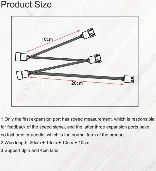 Alt view image 5 of 7 - 1 to 4 Case Fan Splitter Cable, PWM Cable Splitter Duplicator, Temperature Control Case Fan Power Duplicator Converter for 3Pin/4 Pin Case Fan Light Bar Chassis Decoration