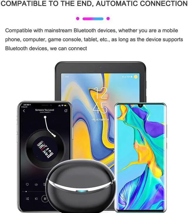 Alt view image 7 of 8 - TWS Earphones Bluetooth 5.1 True Wireless Headset Sweatproof Sports Touch Control Earbuds