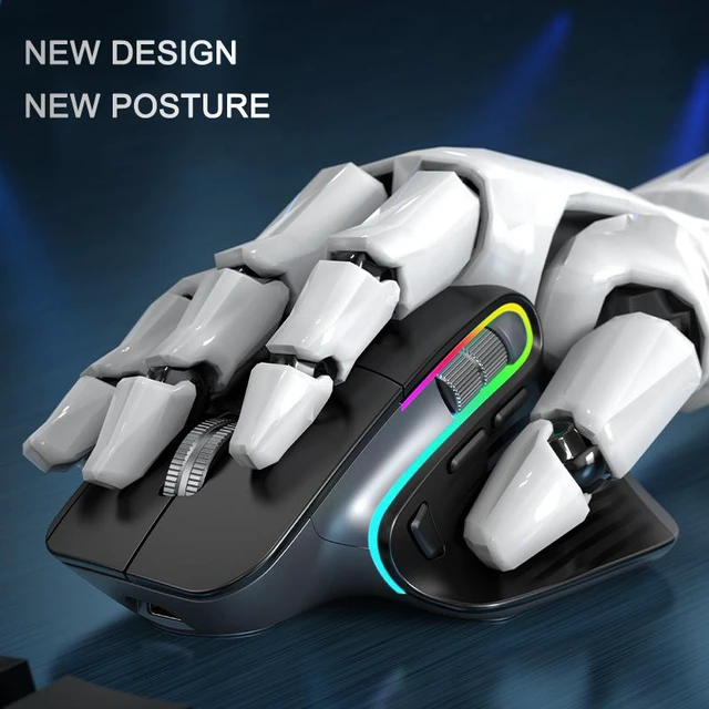 Alt view image 2 of 6 - Rechargeable Wireless 2.4Ghz + Bluetooth 5.0 Gaming Mouse 9 keys 4000DPI Adjustable Silent Mute RGB Dual Mode Mice Laptop Mechanical Office Home (Dual mode)