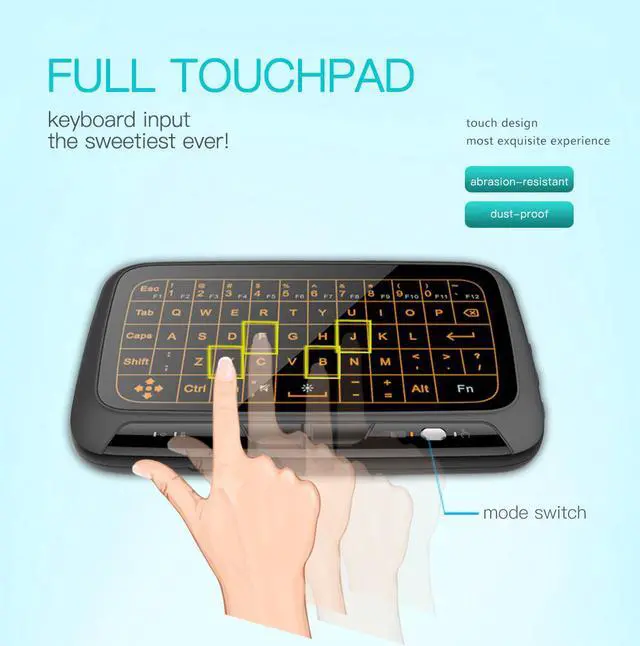 Alt view image 3 of 8 - Wireless Full Screen Touch 2.4GHz Keyboard Touchpad Air Mouse Mini Keyboard with Backlight Function For Smart TV PS3