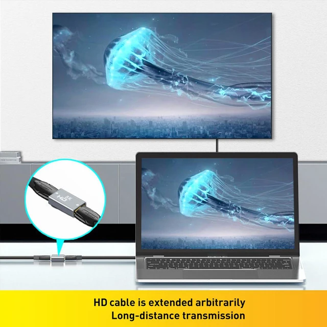 Alt view image 5 of 7 - 8K@60Hz HDMI Female to Female Extension Adapter Converter Extender HDMI Cable Cord for PC TV Projector