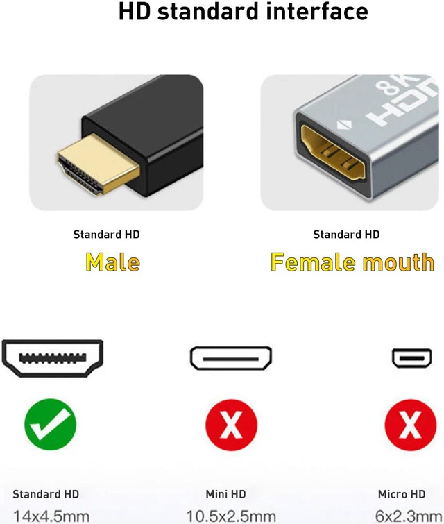 Alt view image 2 of 7 - 8K@60Hz HDMI Female to Female Extension Adapter Converter Extender HDMI Cable Cord for PC TV Projector