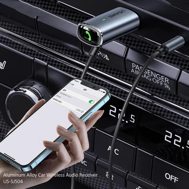 Alt view image 5 of 8 - Aluminum Alloy Car Bluetooth 5.0 Car Wireless Audio Receiver Radio Modulator FM Transmitter Car Handsfree Audio MP3 Player