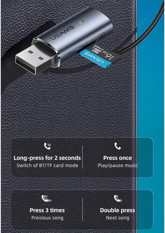 Alt view image 6 of 8 - Aluminum Alloy Car Bluetooth 5.0 Car Wireless Audio Receiver Radio Modulator FM Transmitter Car Handsfree Audio MP3 Player