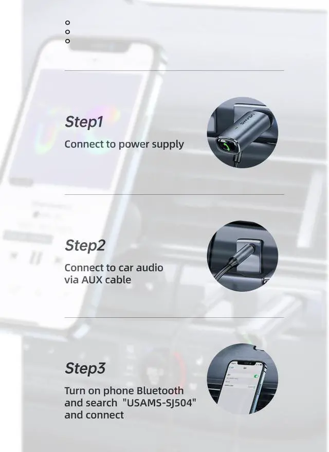 Alt view image 3 of 8 - Aluminum Alloy Car Bluetooth 5.0 Car Wireless Audio Receiver Radio Modulator FM Transmitter Car Handsfree Audio MP3 Player