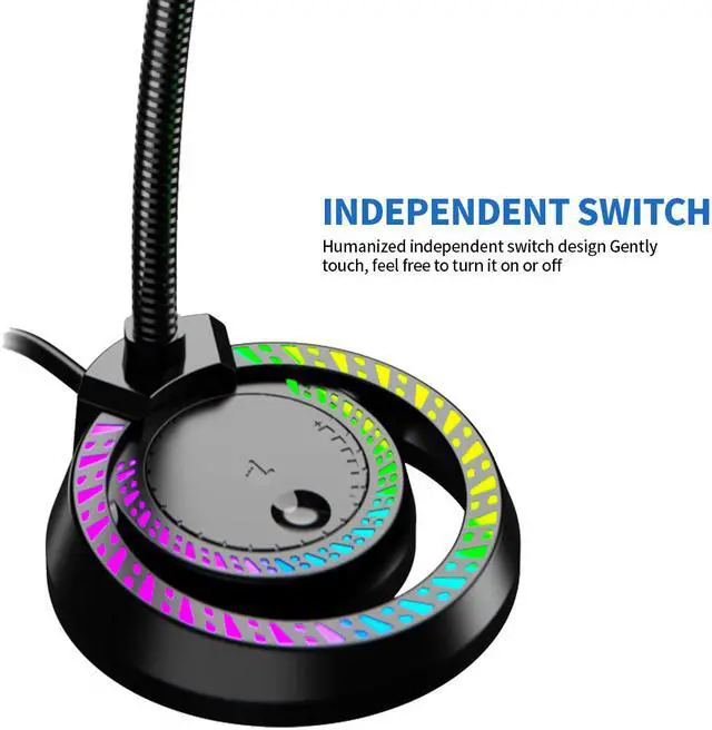 Alt view image 2 of 7 - USB Recording Microphone WIth RGB LED Light Stand For Laptop YouTube Live Broadcast Karaoke Gamers Computer Microphone