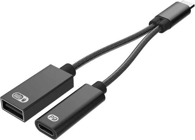 Alt view image 2 of 8 - 2 in1 Adapter Cable PD60W Fast Charge + OTG for Ipad Pro MACBOOK Laptop Phone USB C Splitter Data and Charge Cable