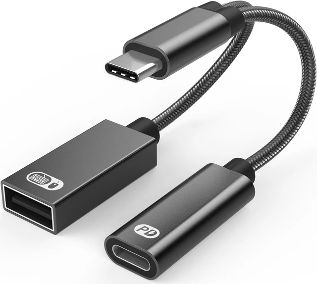 Main image of 2 in1 Adapter Cable PD60W Fast Charge + OTG for Ipad Pro MACBOOK Laptop Phone USB C Splitter Data and Charge Cable