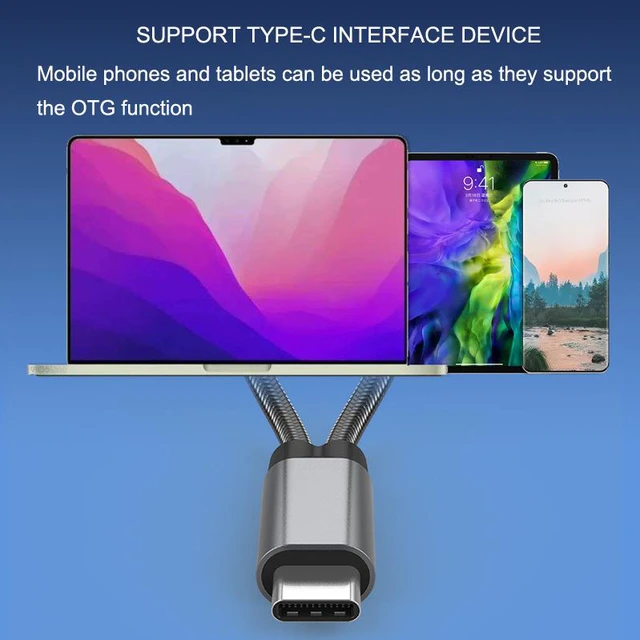 Alt view image 4 of 8 - 2 in1 Adapter Cable PD60W Fast Charge + OTG for Ipad Pro MACBOOK Laptop Phone USB C Splitter Data and Charge Cable