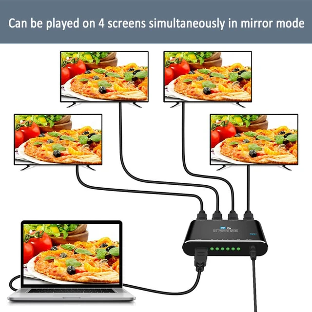 Alt view image 3 of 7 - 1 In 4 Out HDMI Splitter 4K*2K 3D 1x4 HDMI Splitter Full Ultra HD Support 3D & 4K for DVD PS3/4 Blu-Ray Player HDTV