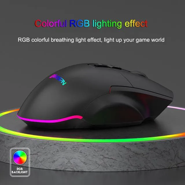 Alt view image 2 of 7 - 2.4Ghz + Bluetooth Mouse Three Mode Rechargeable Wireless RGB Gaming Mouse Quiet 7 Key Office Game Mice Computer Accessories