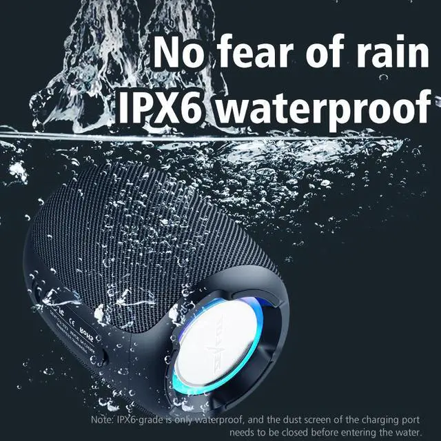 Alt view image 6 of 8 - Portable Bluetooth Speaker FM Outdoor TWS Connection High Quality Sound IPX6 Waterproof Speaker 57MM Speaker