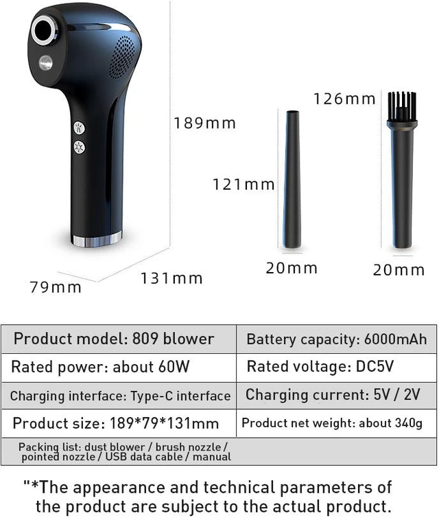 Alt view image 7 of 8 - Air Duster Vacuum Cleaner Home Blower Car Wireless Dust Removel Gun Mini Portable Dust Collector Computer Keyboard Electronics Cleaning