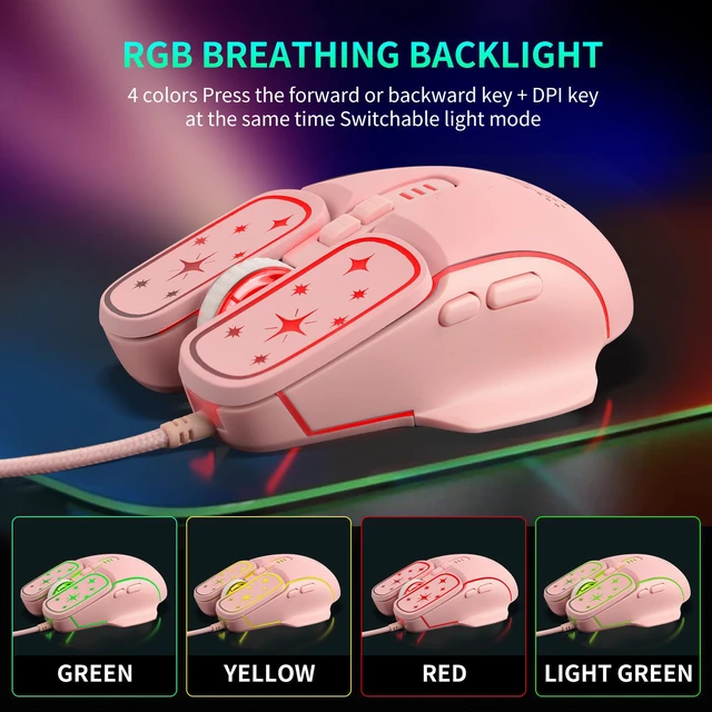 Alt view image 4 of 7 - RGB 7200DPI Game Optical Mouse USB Wired Mice for Windows macOS Android