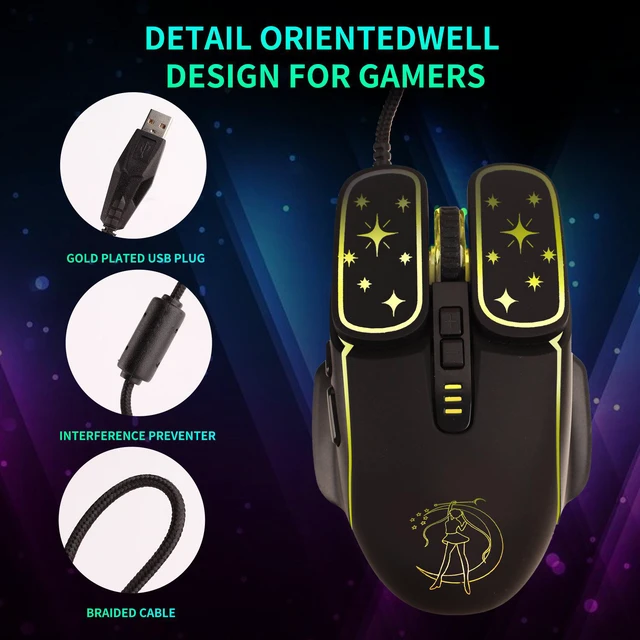 Alt view image 2 of 7 - RGB 7200DPI Game Optical Mouse USB Wired Mice for Windows macOS Android