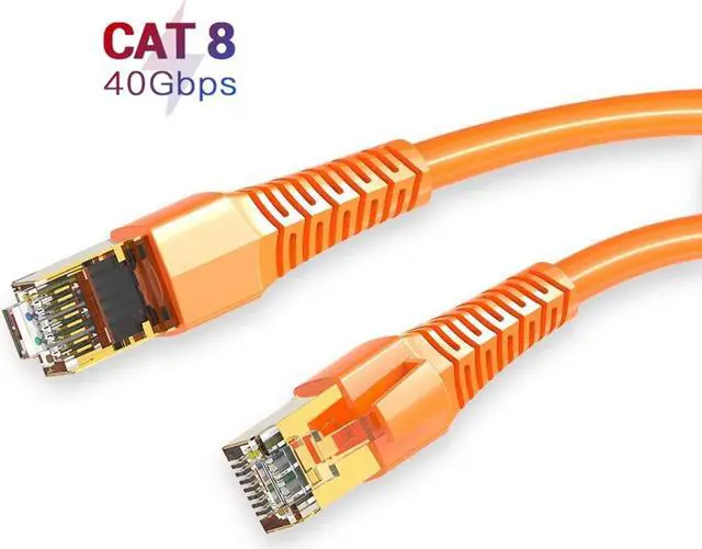 Main image of 16.4FT/5M Orange Cat8 Ethernet Cable SSTP Super Speed 40Gbps 2000MHz RJ45 Network Lan Patch Cord for PC Modem Router RJ 45 Ethernet Cable
