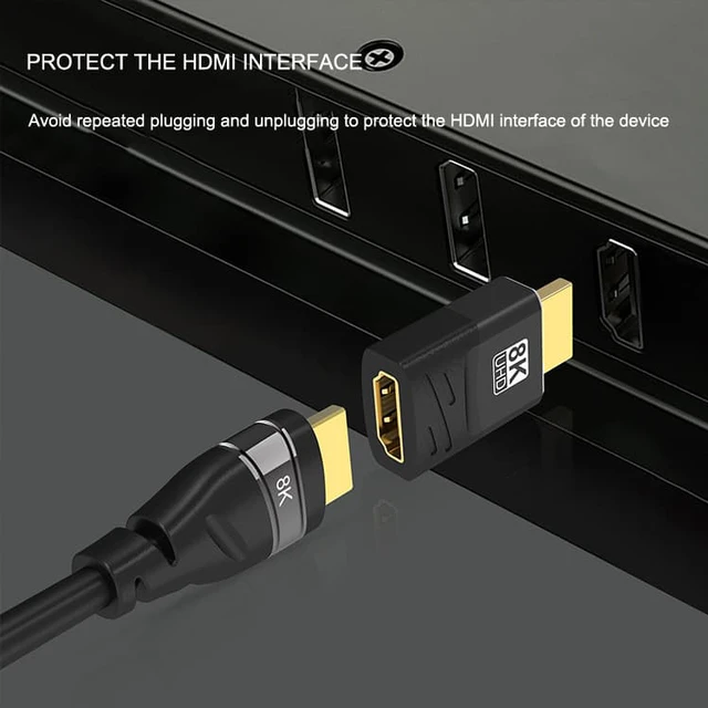 Alt view image 4 of 8 - 8K HDMI Male to Female Adapter HD HDMI Adapter Connected to TV Monitor Supports 8K Video Audio Output