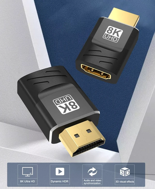 Alt view image 3 of 8 - 8K HDMI Male to Female Adapter HD HDMI Adapter Connected to TV Monitor Supports 8K Video Audio Output