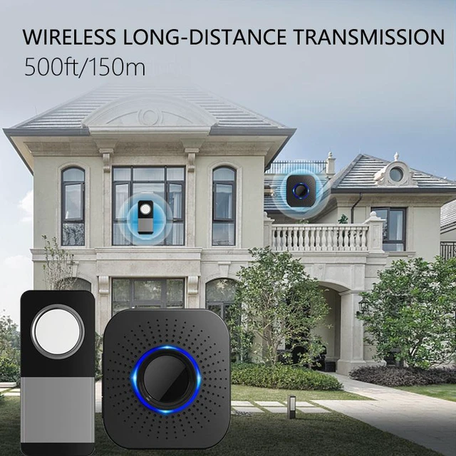 Alt view image 6 of 8 - Waterproof Wireless Doorbell Door Chime Smart Home 58 Music Waterproof Set LED Light Doorbell Reminder Button