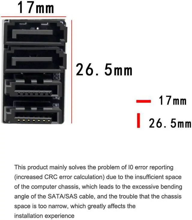 Alt view image 6 of 7 - Dual SATA 7Pin 180 Degree Steering Adapter SATA F/M 180 Degree Angled Adapter Motherboard SATA Connector for Desktops SSD HDD