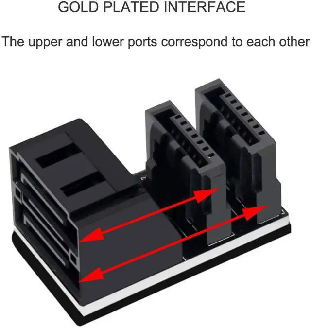 Alt view image 3 of 7 - Dual 90 Degree Steering Adapter SATA 7Pin Female to 7Pin Male 90 Degree Angled Adapter Motherboard SATA Connector for Desktops SSD HDD