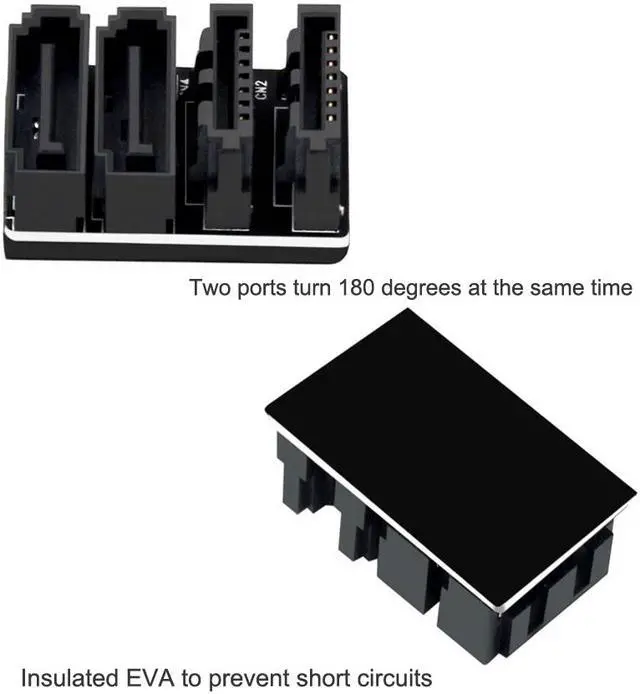 Alt view image 2 of 7 - Dual SATA 7Pin 180 Degree Steering Adapter SATA F/M 180 Degree Angled Adapter Motherboard SATA Connector for Desktops SSD HDD