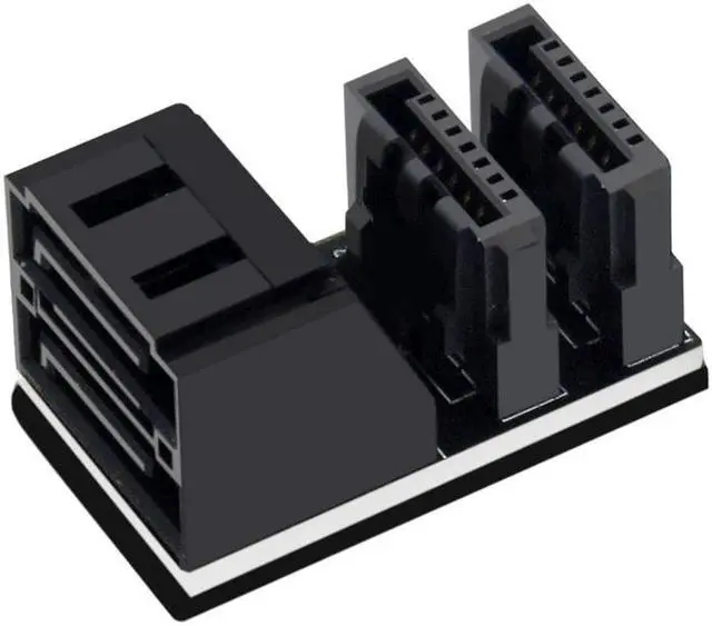 Main image of Dual 90 Degree Steering Adapter SATA 7Pin Female to 7Pin Male 90 Degree Angled Adapter Motherboard SATA Connector for Desktops SSD HDD